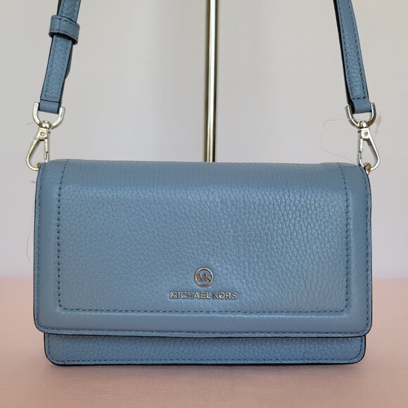 MICHAEL KORS Jet Set Charm Small Phone Pebbled Leather Crossbody- Chambray⭐ - Picture 6 of 16